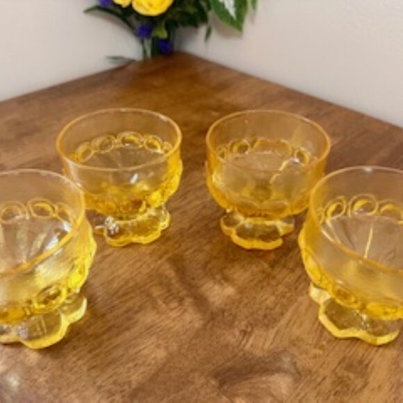 Vintage Tiffin Franciscan Madeira Cornsilk Dessert Glasses Set of 5 Mid-Century - Picture 4 of 6